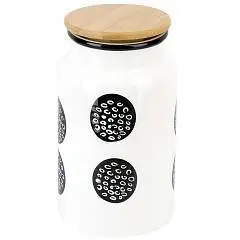 Банка для сыпучих пр бамб кр "Bianco & Nero" 11*11*19см. v=1300, фото №1
