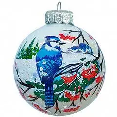 Шар "Зимние птицы 3", 80 мм., в подарочной упаковке, фото №1