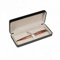 Ручка в футляре из эко-кожи "SIENNA" роз.зол корпус, 1мм, синяя, фото №1