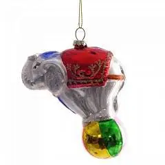 Украшение елочное стекло "Слоник", L9 W4,5 H11 см, фото №1