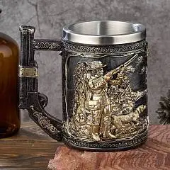 Кружка "Охотник" нерж сталь/искусст камень 600 мл, фото №1