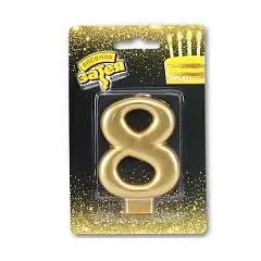Свеча -цифра "8" Золотая 8cm/V, фото №1