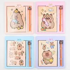 Блокнот+ручка А5 "КАПИБАРА" замочек подар.упак.20,5*21см в асс, фото №1