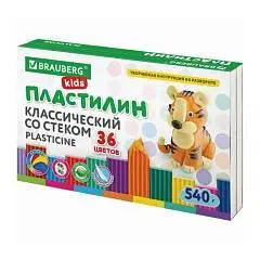 Пластилин 36цв 540гр BRAUB KIDS Классический разворот, фото №1