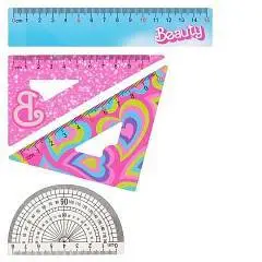 Набор чертежный 4пр "Beauty" (линейка 15см, 2 треуг, трансп), фото №1