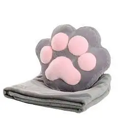 Игрушка мягкая-плед Лапка серый 30см, фото №1