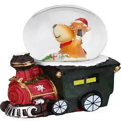 Сувенир новогодний снежный шар Праздничный паровозик D4,5см, фото №1