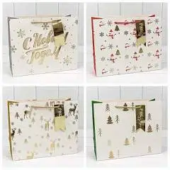 Сумка подарочная "Новый год" тиснение микс 23х18х10см, фото №1