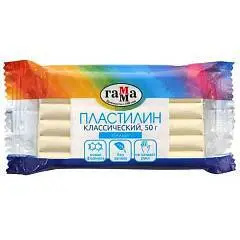 Пластилин Гамма "Классический", белый, 50г, фото №1