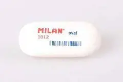 Ластик каучуковый "MILAN 1012" овальный, 63x28x10мм, белый, фото №1