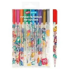 Набор гелевых ручек ArtSpace "Space Bunny" 10шт., 10цв., металлик, фото №1