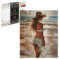 Алмазная  мозаика 40*50см Девушка на пляже 22цв холст стразы, фото №1
