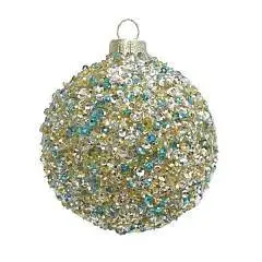 Шар "Искорки" сине-золотой  (стекло) 8 см, фото №1