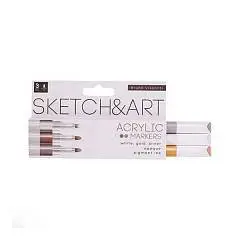 Набор акрил маркеров Sketch&Art зол, сер, белый 3шт карт подвес, фото №1