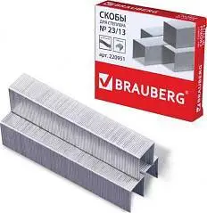Скобы №23/13 "Brauberg" 1000шт/уп., фото №1