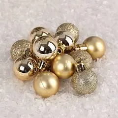 Набор шаров 2,5см 12шт пластик ЛЬДИНКА  золото пакет, фото №1