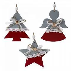 Украшение елочное "Ангел/Ёлка/Звезда" H11,5 см дерево, фото №1