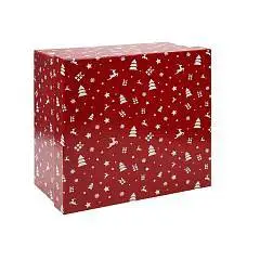 Коробка подарочная "Елки на красном" 19,5х19,5х11 см, фото №1