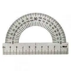 Транспортир стальной, 10см, 180°, фото №1