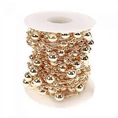 Бусы на ёлку золотистые "Новогоднее чудо", 10 м,  8+3 мм, намотк, фото №1