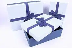 Коробка подарочная "Синий бант" квадрат  190x190x90мм, фото №1
