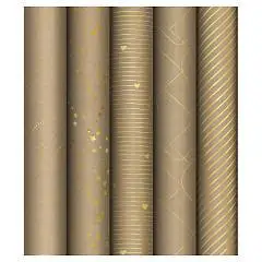 Бумага упаковочная "Golden Pattern"крафт с тисн в рулоне 70*100см, фото №1