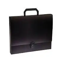Папка-портфель 1 отделение СТАММ А4, 600мкм, на замке, черный, фото №1
