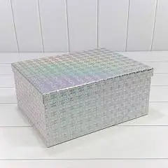 Коробка подарочная "Голография" серебро 26,3*19,3*11,3 см 10-6, фото №1