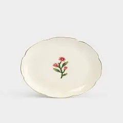 Тарелка Фиолетовые цветы Gentle flower  керам молочн/золот кант, фото №1