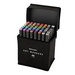 Маркеры для скетчинга двусторонние BRAUBERG, 1-6мм 48 шт чехол, фото №1