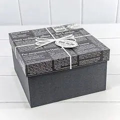Коробка подарочная "Газета" Чёрн  21*21*12,3 см 3-3, фото №1