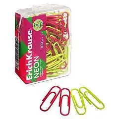 Скрепки металлические EK Neon, 28мм, 100шт, ассорти, фото №1