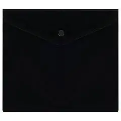 Папка-конверт на кнопке СТАММ А5+, 150мкм, черная, фото №1