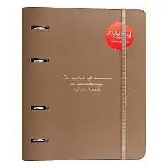Тетрадь на кольцах 120л "Quote" какао кожзам, фото №1