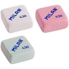 Ластик "MILAN 430" каучук, цв.ассорти, 27x27x13мм, фото №1