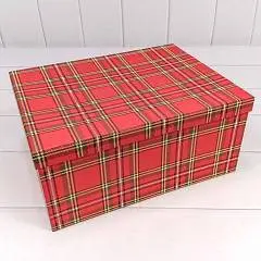 Коробка подарочная "Клетка" красный прямоуг 10-7, фото №1