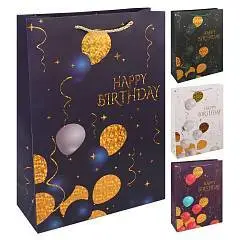 Сумка подарочная "Happy birthday " 30*41*12см фольга, фото №1