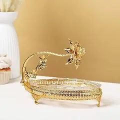 Фруктовница «Лист», 23?12?18 см, металл, золотистая, фото №1