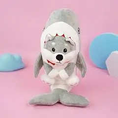 Игрушка мягкая Акула с собачкой серый 50см, фото №1