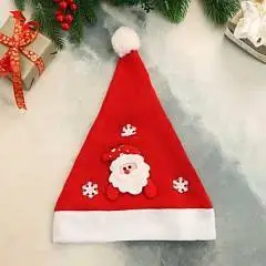Колпак новогодний Дед Мороз и снежинки 29х40 см, фото №1