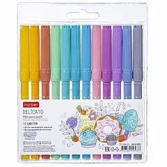 Фломастеры Hatber 12 цв. пастельные  DELICATO в блистере с европ, фото №1