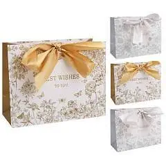 Сумка подарочная "Best wishes" 23*18*10см + атласная лента, фото №1