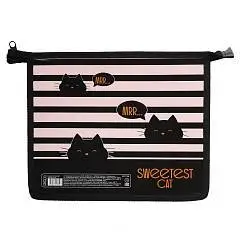 Папка д/тетр А5 пластик/картон молния сверху Sweetest cat Кокос, фото №1