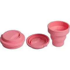 Стакан-складной "deVENTE.School" силик+крышка складн роз пас, фото №1