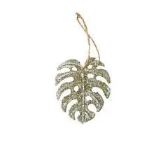 Украшение елочное  Лист золото 6,3*0,1*7,4см, фото №1