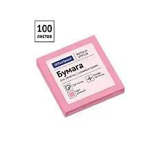 Бумага с клеевым краем Спейс 76х76мм 100л розовый, фото №1