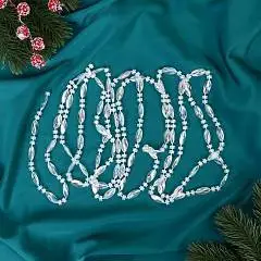 Бусы на ёлку 2,7 м d-9 мм "Льдинка" овал два диска, прозр перл, фото №1