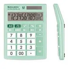 Калькулятор BRAUBERG 12 разр ULTRA PASTEL-12-LG мятный, фото №1