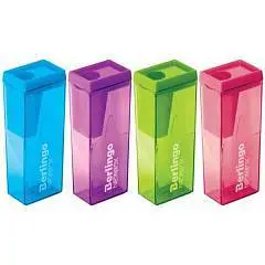 Точилка пластиковая "NeonBox" 1 отв, контейнер, ассорти, фото №1