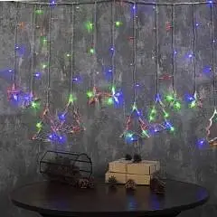 Гирлянда "Бахрома" 2.4х0.9м с насадками "Ёлки" 138 LED, мульти, фото №1